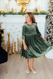 Sage Velvet Twirl Dress - Mila & Rose ® - Flyclothing LLC