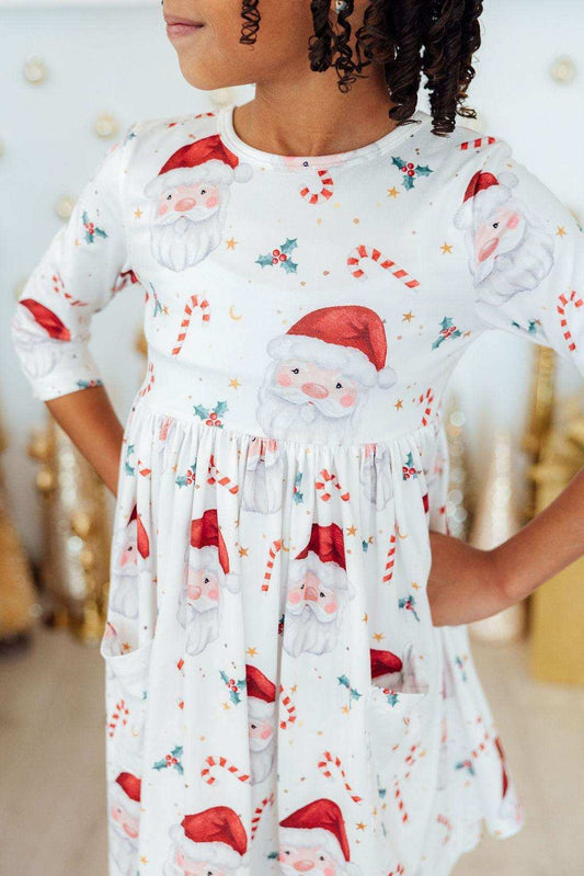 Mistletoe Magic 3/4 Sleeve Pocket Twirl Dress - Mila & Rose ® - Flyclothing LLC