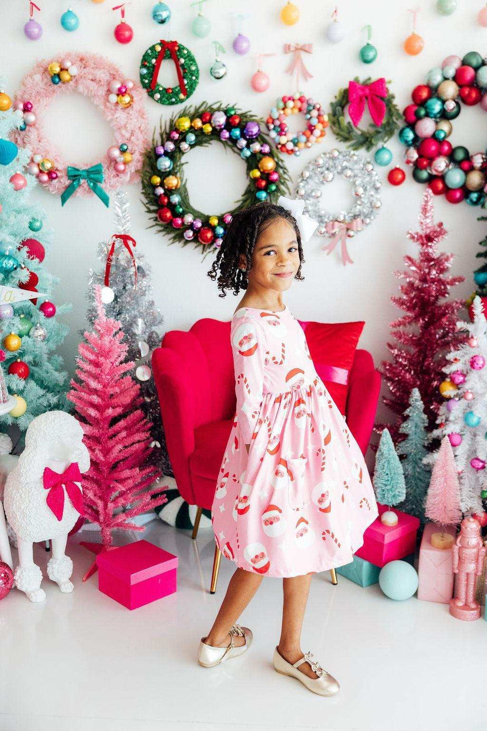 Jingle Bells 3/4 Sleeve Pocket Twirl Dress - Mila & Rose ® - Flyclothing LLC
