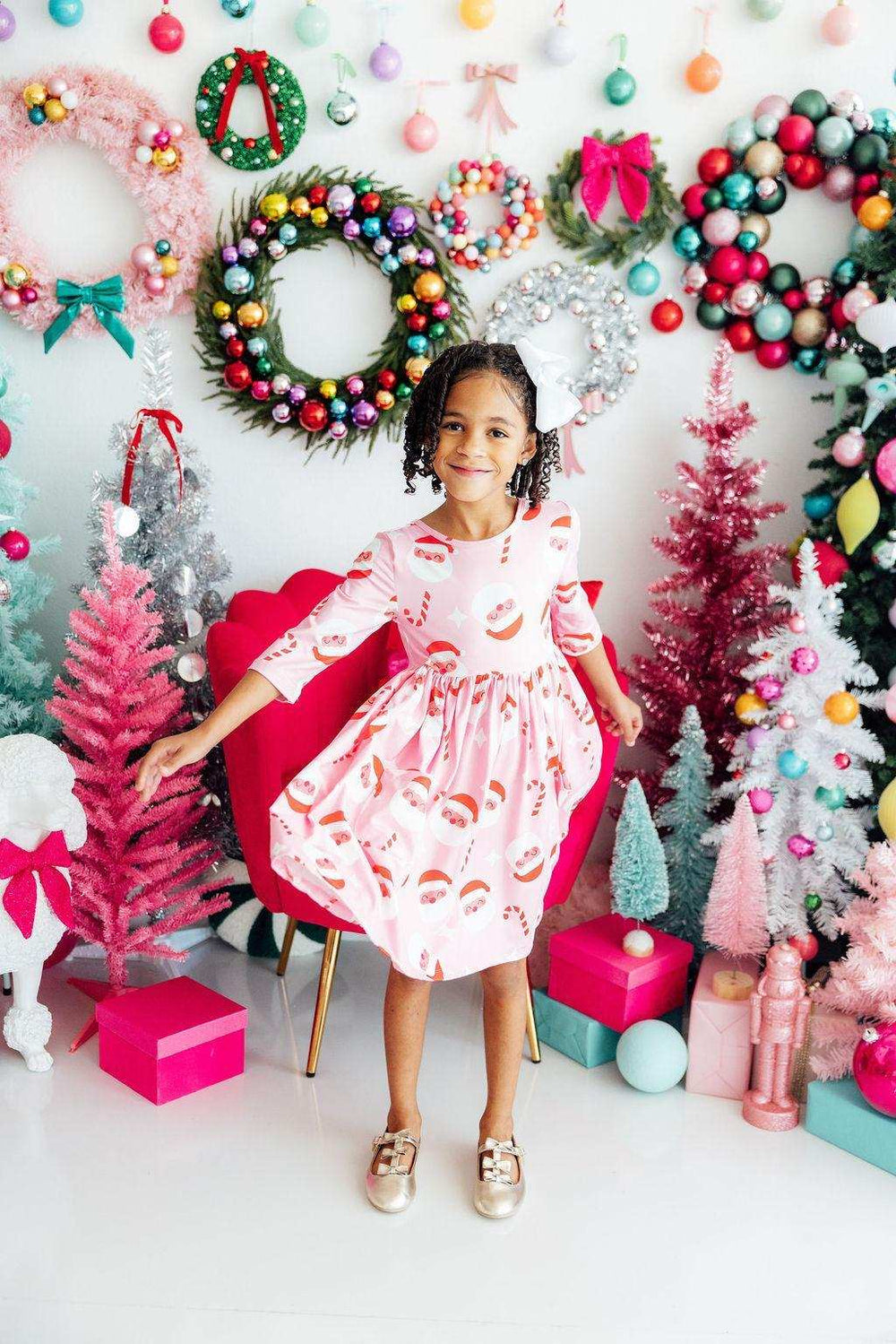 Jingle Bells 3/4 Sleeve Pocket Twirl Dress - Mila & Rose ® - Flyclothing LLC