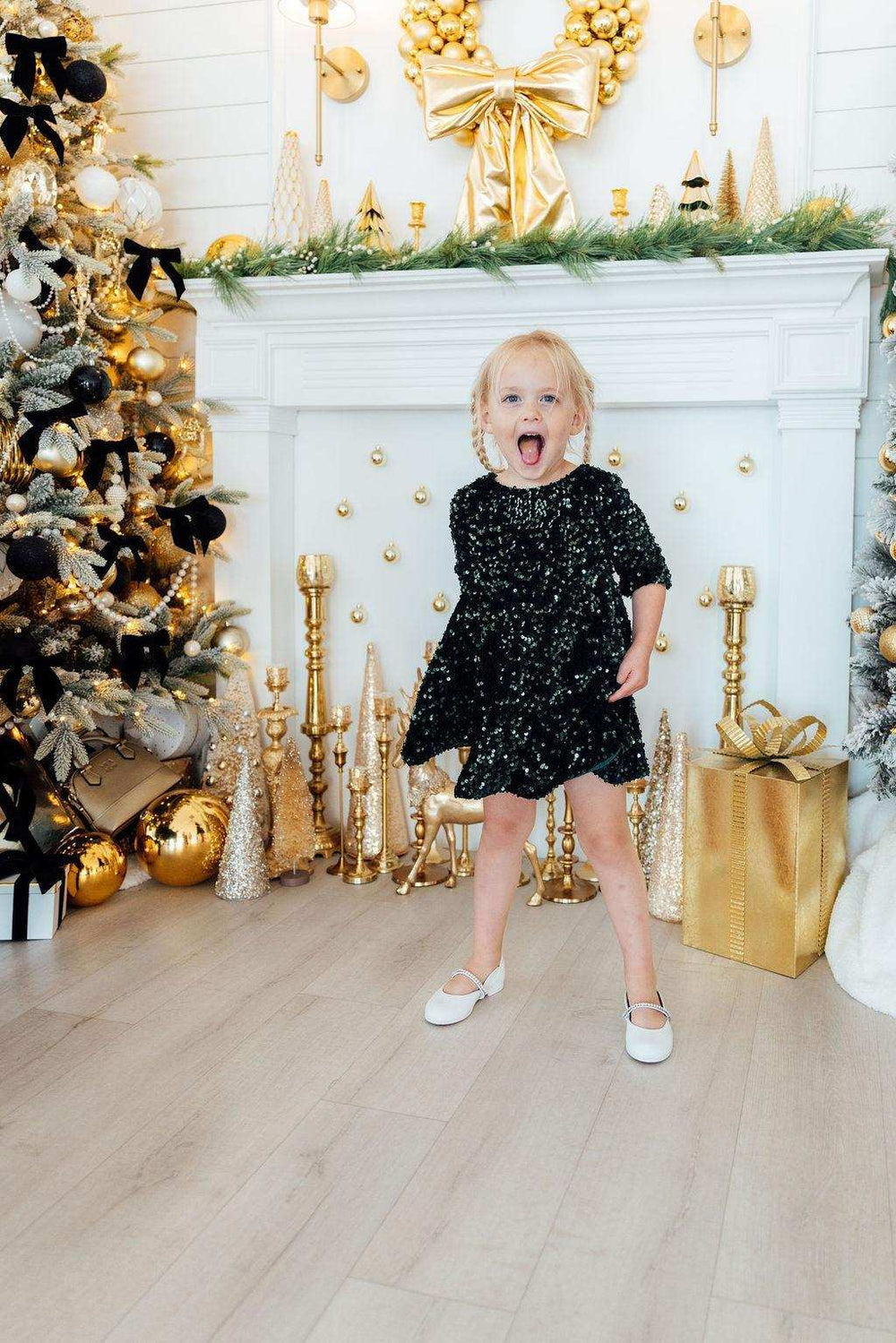 Hunter Green Velvet Sequin Dress - Mila & Rose ® - Flyclothing LLC