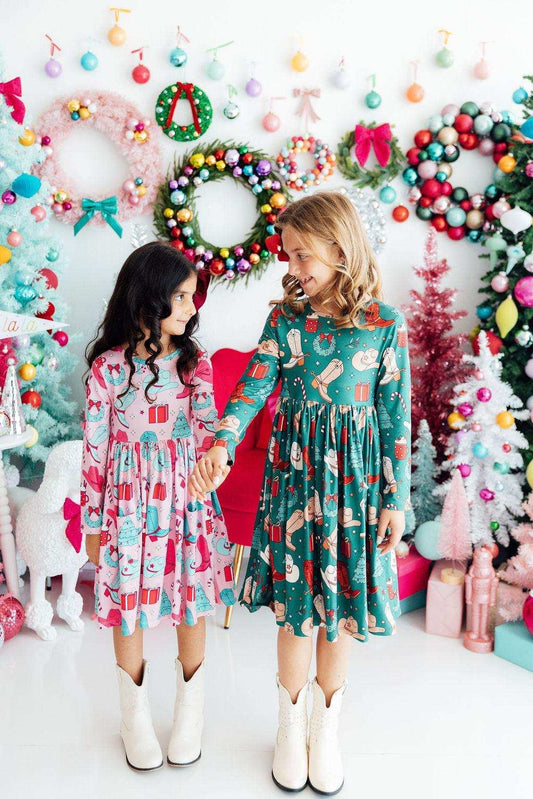 Western Wonderland L/S Pocket Twirl Dress - Mila & Rose ® - Flyclothing LLC