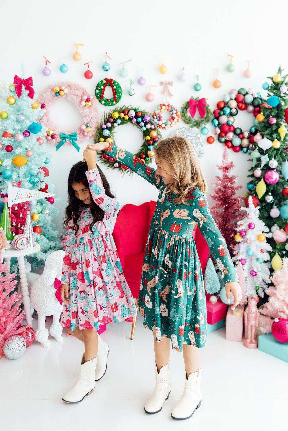 Christmas Cowgirl L/S Pocket Twirl Dress - Mila & Rose ® - Flyclothing LLC