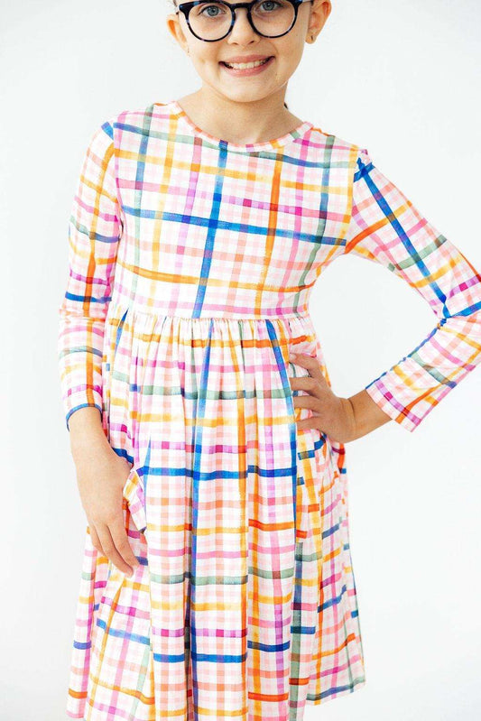 Plaid About You L/S Pocket Twirl Dress - Mila & Rose ® - Flyclothing LLC