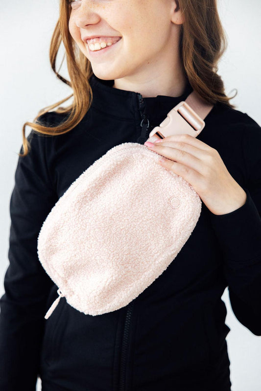 Light Pink Fleece Belt Bag