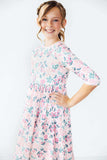 Softly Blooming 3/4 Sleeve Pocket Twirl Dress - Mila & Rose ® - Flyclothing LLC
