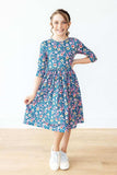 Rainforest Blooms 3/4 Sleeve Pocket Twirl Dress - Mila & Rose ® - Flyclothing LLC