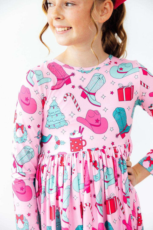 Christmas Cowgirl L/S Pocket Twirl Dress - Mila & Rose ® - Flyclothing LLC