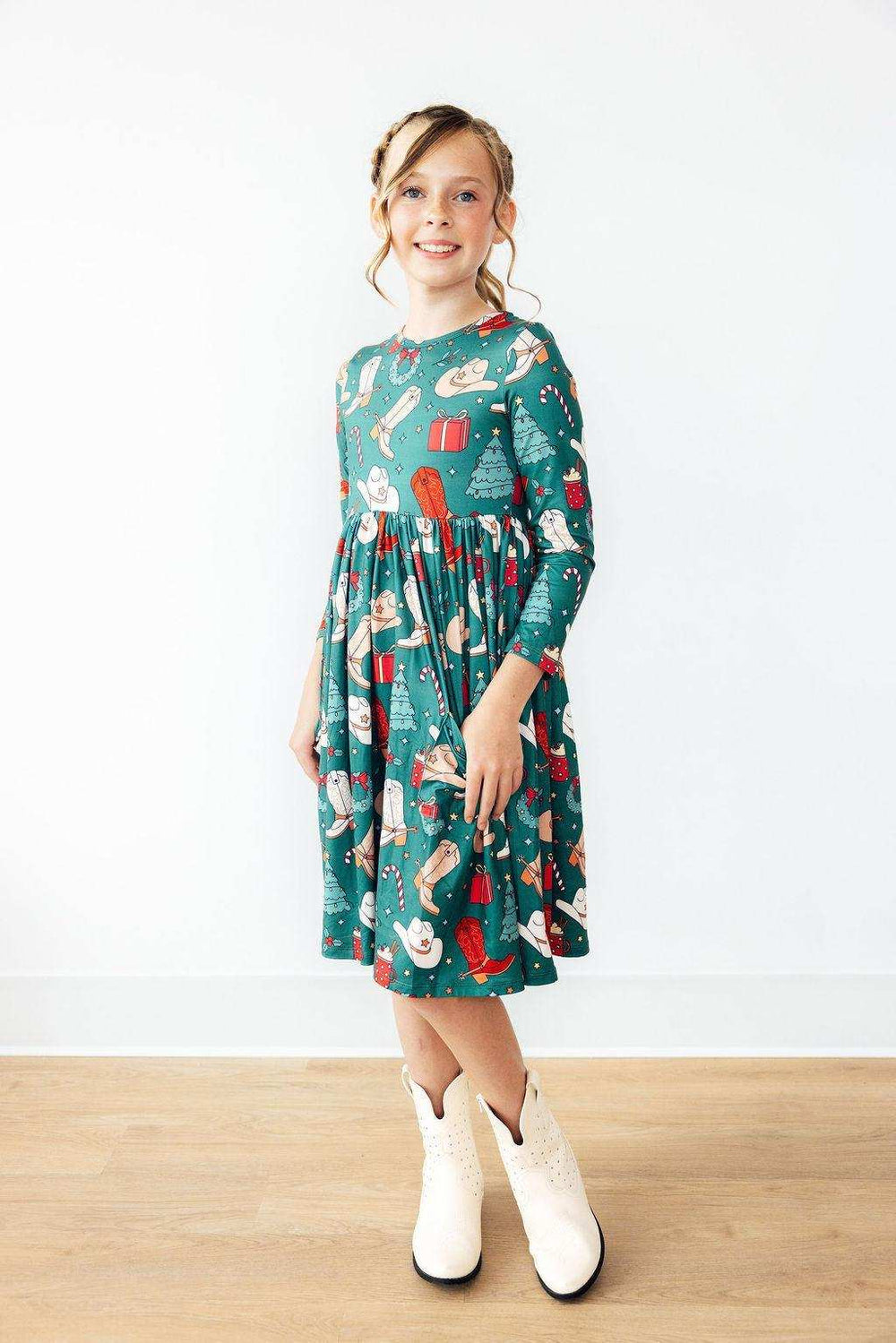 Western Wonderland L/S Pocket Twirl Dress - Mila & Rose ® - Flyclothing LLC
