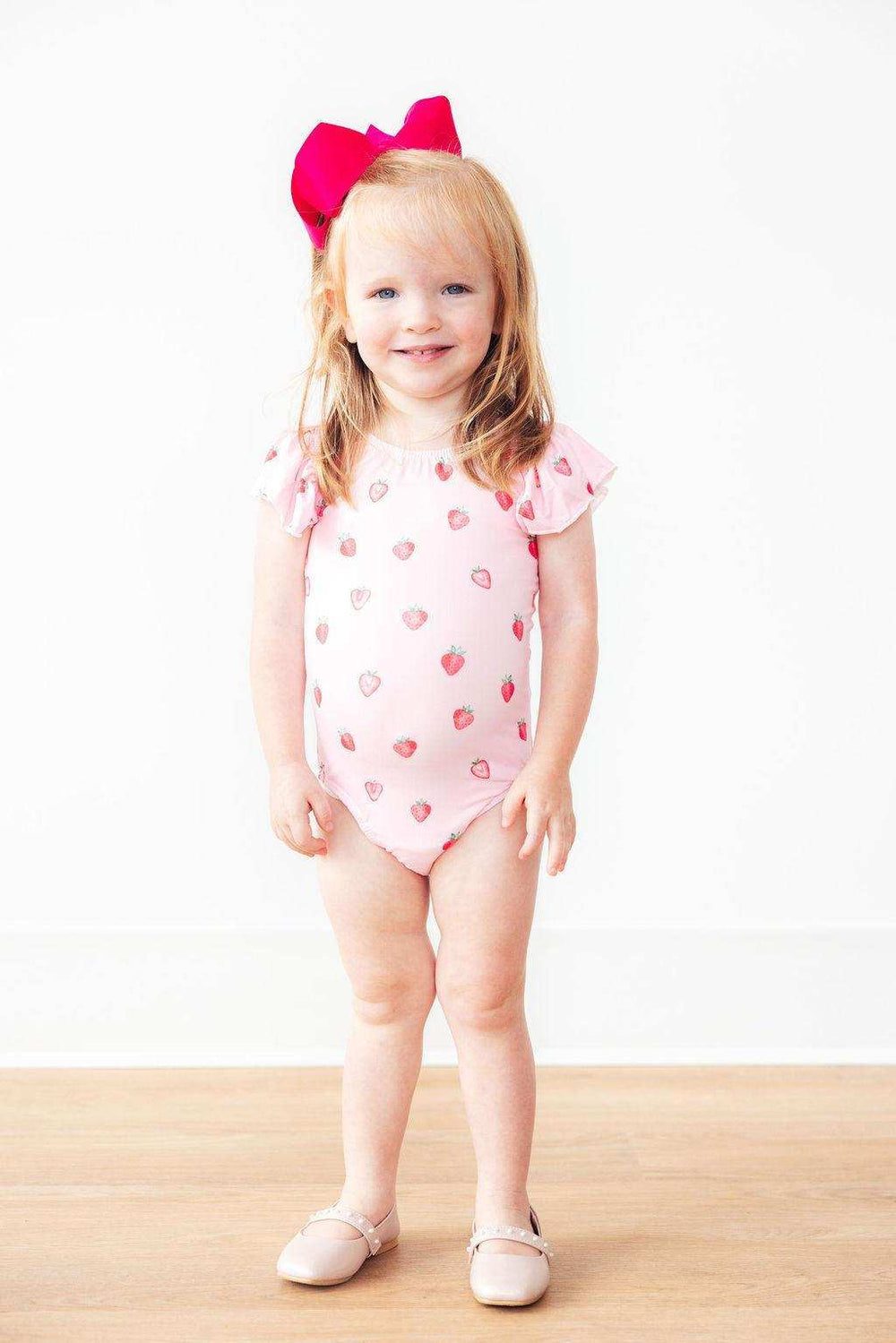 Sweet Strawberries S/S Flutter Sleeve Leotard - Mila & Rose ® - Flyclothing LLC
