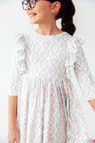 Pumpkin Kisses, Harvest Wishes 3/4 Sleeve Ruffle Twirl Dress - Mila & Rose ® - Flyclothing LLC