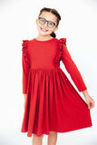 Red L/S Ruffle Twirl Dress - Mila & Rose ® - Flyclothing LLC