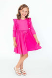 Hot Pink L/S Ruffle Twirl Dress - Mila & Rose ® - Flyclothing LLC