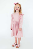 Vintage Pink L/S Ruffle Twirl Dress - Mila & Rose ® - Flyclothing LLC