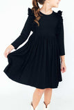 Black L/S Ruffle Twirl Dress - Mila & Rose ® - Flyclothing LLC