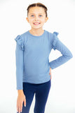 Dusty Blue L/S Ruffle Tee - Mila & Rose ® - Flyclothing LLC