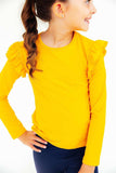Mustard L/S Ruffle Tee - Mila & Rose ® - Flyclothing LLC