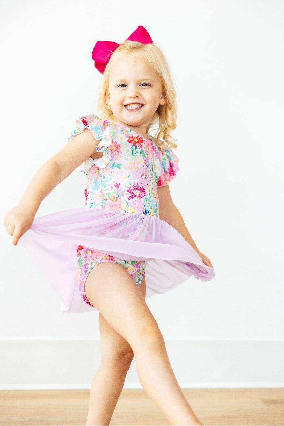 Field of Flowers S/S Twirl Leotard - Mila & Rose ® - Flyclothing LLC