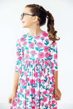 Garden Glow 3/4 Sleeve Pocket Twirl Dress - Mila & Rose ® - Flyclothing LLC