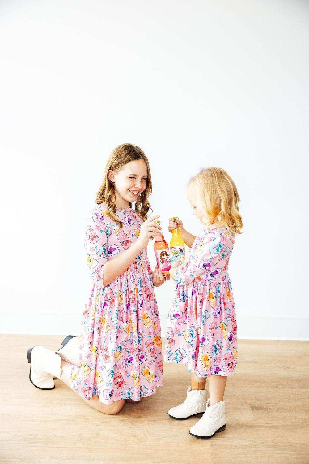 Girly Pop 3/4 Sleeve Pocket Twirl Dress - Mila & Rose ® - Flyclothing LLC