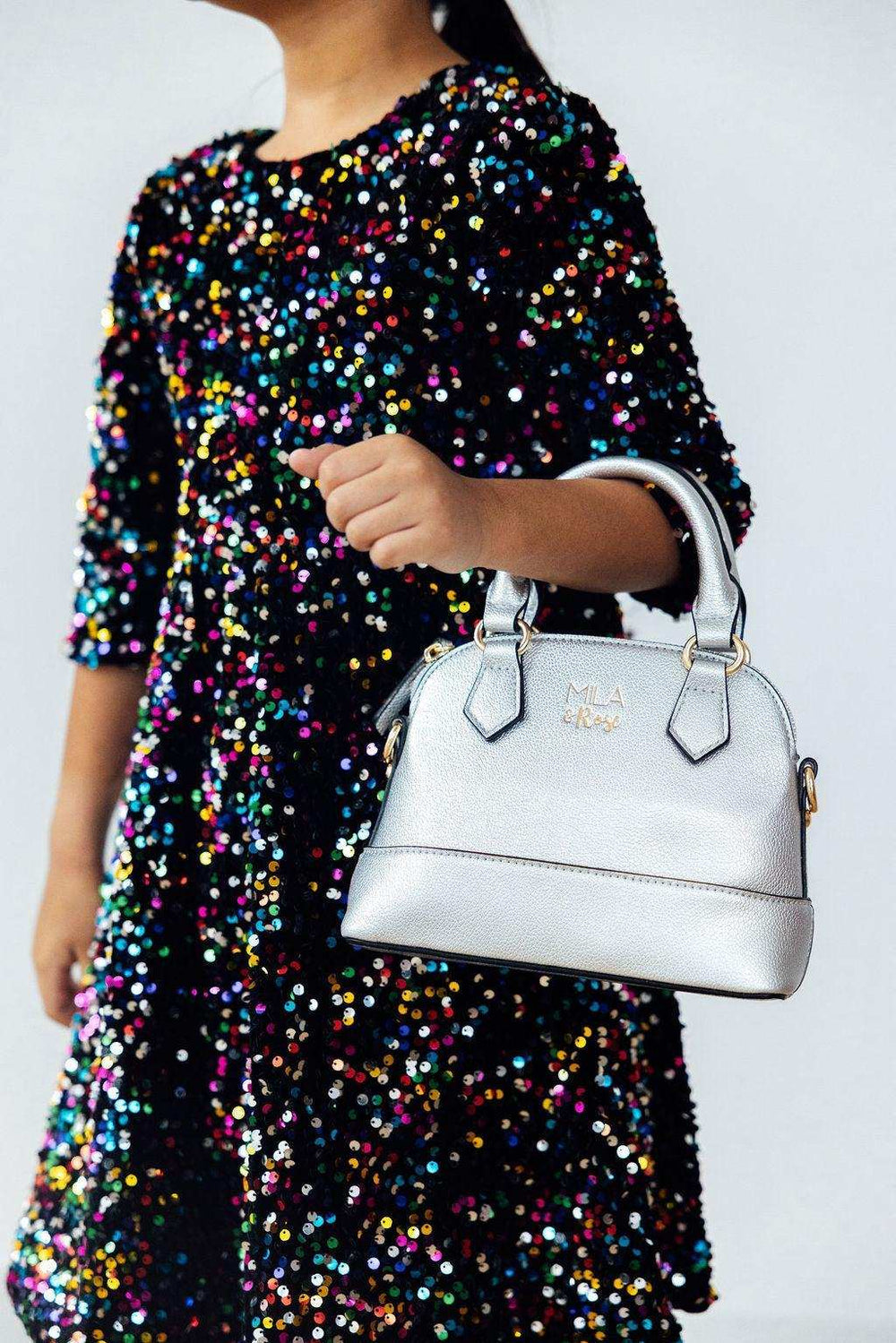 Silver Metallic Girl's Crossbody Purse - Mila & Rose ® - Flyclothing LLC