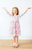 Birthday Girl 3/4 Sleeve Pocket Twirl Dress - Mila & Rose ® - Flyclothing LLC