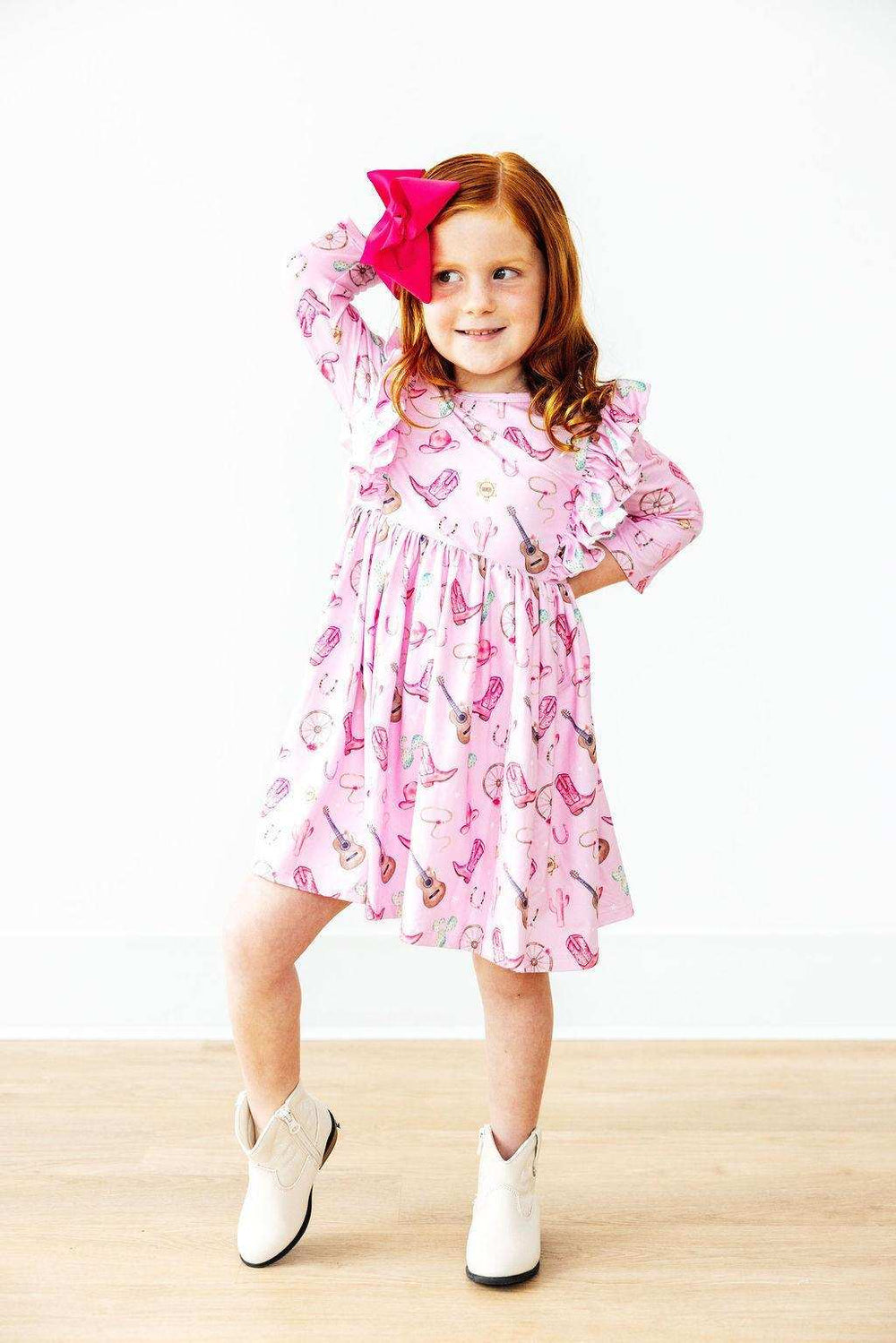 Boot Scootin' 3/4 Sleeve Ruffle Twirl Dress - Mila & Rose ® - Flyclothing LLC
