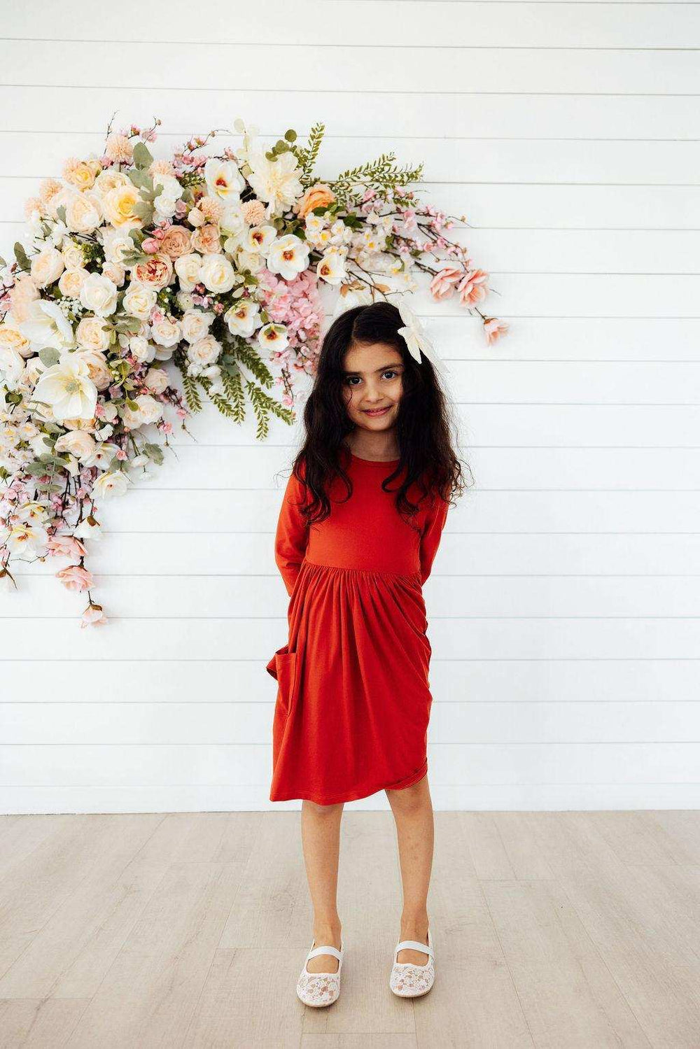 Pumpkin Spice 3/4 Sleeve Pocket Twirl Dress - Mila & Rose ® - Flyclothing LLC