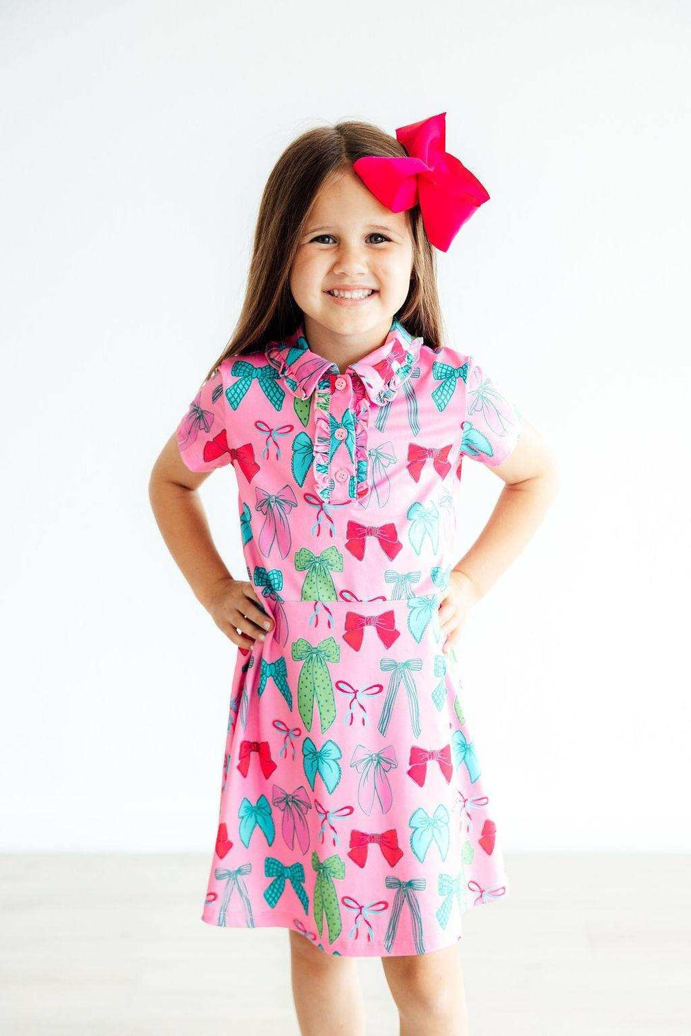 Pink Twirls & Ties S/S Polo Dress - Mila & Rose ® - Flyclothing LLC