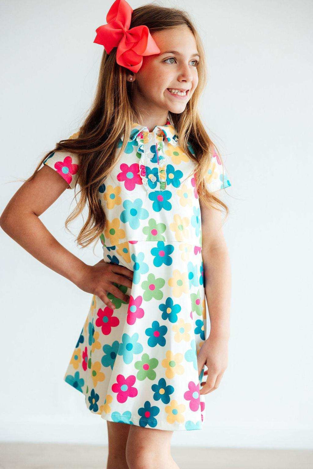 Groovy Blooms S/S Polo Dress - Mila & Rose ® - Flyclothing LLC