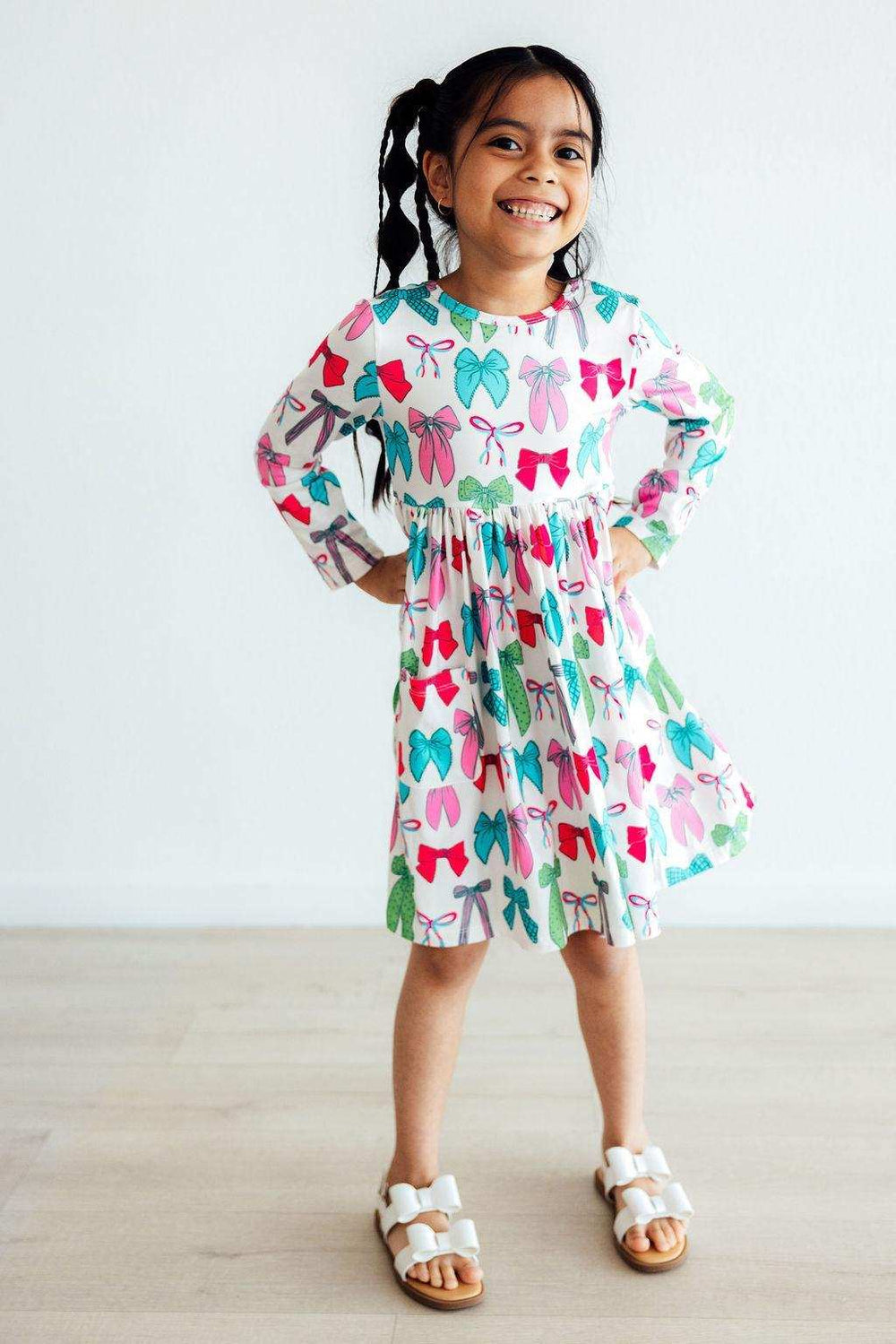Twirls & Ties L/S Pocket Twirl Dress - Mila & Rose ® - Flyclothing LLC