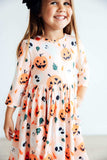 Pumpkin Peekaboo 3/4 Sleeve Pocket Twirl Dress - Mila & Rose ® - Flyclothing LLC