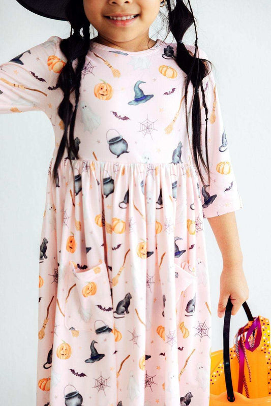 Hey Boo 3/4 Sleeve Pocket Twirl Dress - Mila & Rose ® - Flyclothing LLC