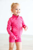 Fuchsia Flash Full-Zip Ruffle Active Jacket - Mila & Rose ® - Flyclothing LLC