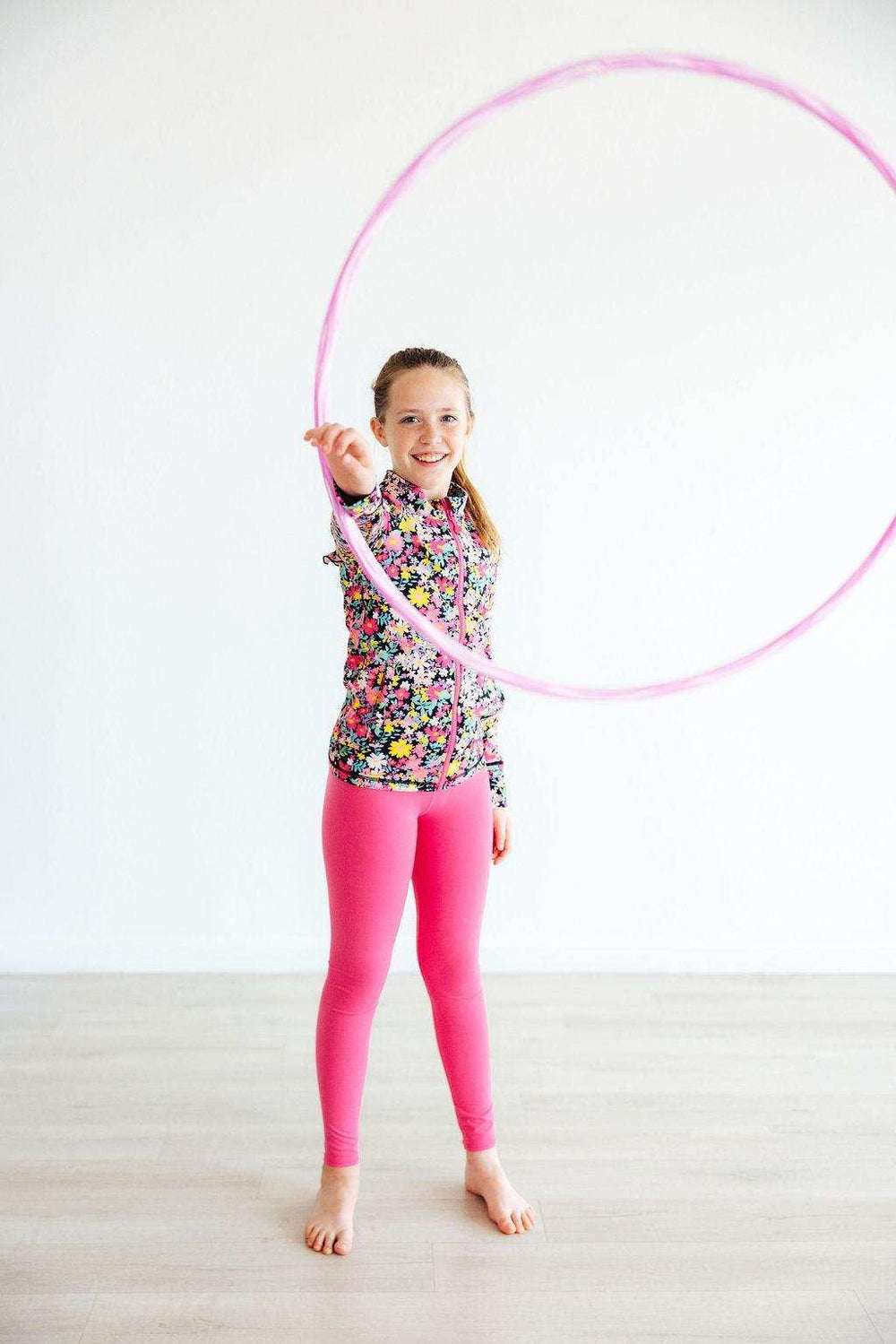 Flexible Floral Full-Zip Ruffle Active Jacket - Mila & Rose ® - Flyclothing LLC