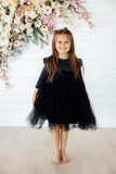 Black Shimmer 3/4 Sleeve Tutu Dress - Mila & Rose ® - Flyclothing LLC