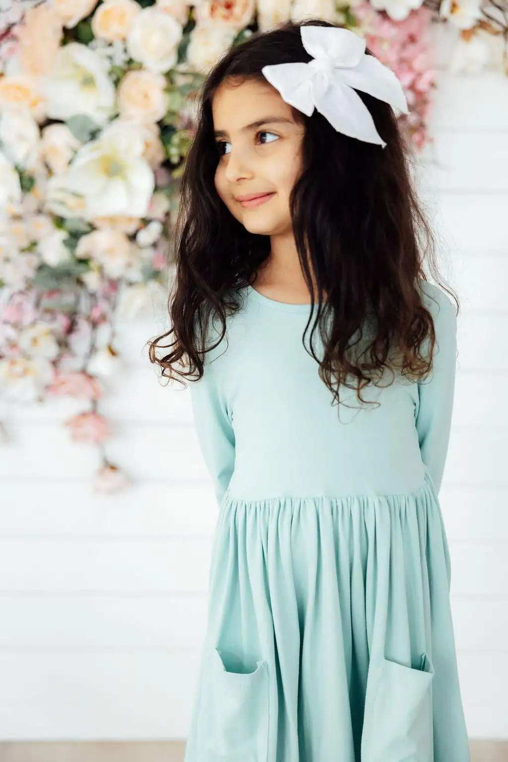 Sage 3/4 Sleeve Pocket Twirl Dress - Mila & Rose ® - Flyclothing LLC