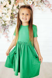 Kelly Green S/S Pocket Twirl Dress - Mila & Rose ® - Flyclothing LLC