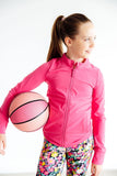 Fuchsia Flash Full-Zip Ruffle Active Jacket