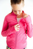Fuchsia Flash Full-Zip Ruffle Active Jacket - Mila & Rose ® - Flyclothing LLC