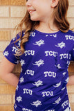 TCU Purple Frog Ruffle Pocket Tee - Mila & Rose ® - Flyclothing LLC