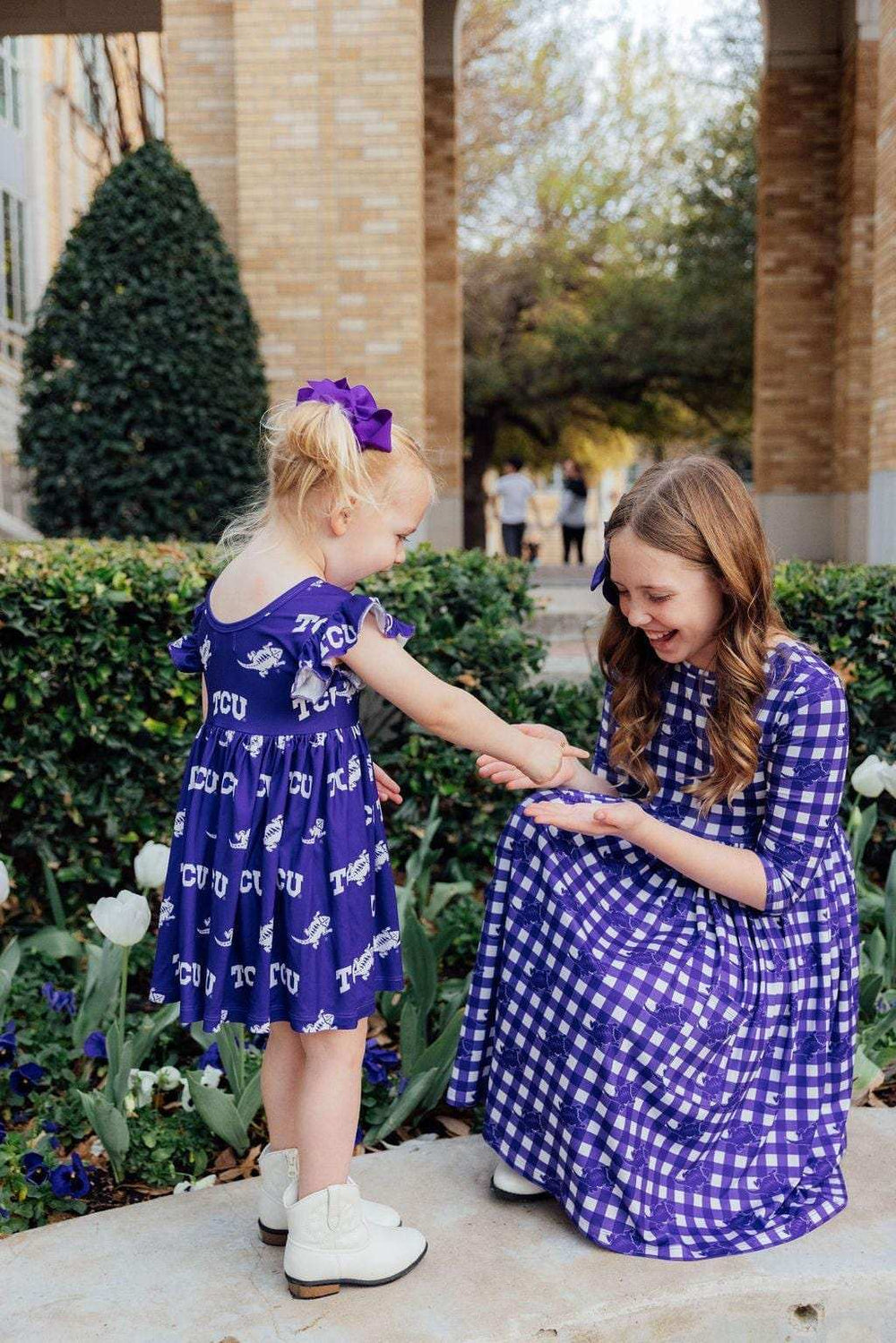 TCU Plaid Frog 3/4 Sleeve Pocket Twirl Dress - Mila & Rose ® - Flyclothing LLC