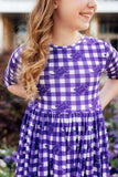 TCU Plaid Frog 3/4 Sleeve Pocket Twirl Dress - Mila & Rose ® - Flyclothing LLC