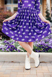 TCU Purple Frog 3/4 Sleeve Pocket Twirl Dress - Mila & Rose ® - Flyclothing LLC
