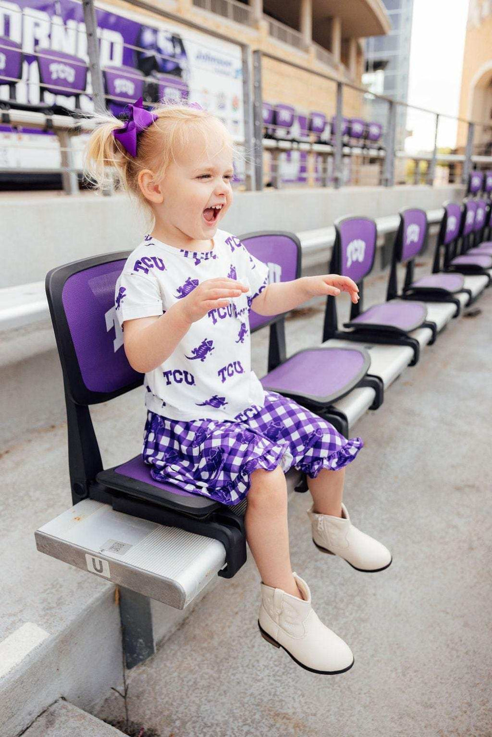 TCU White Frog Ruffle Pocket Tee - Mila & Rose ® - Flyclothing LLC