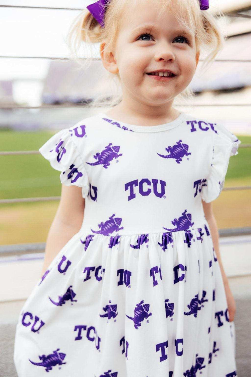 TCU White Frog Flutter Twirl Dress - Mila & Rose ® - Flyclothing LLC