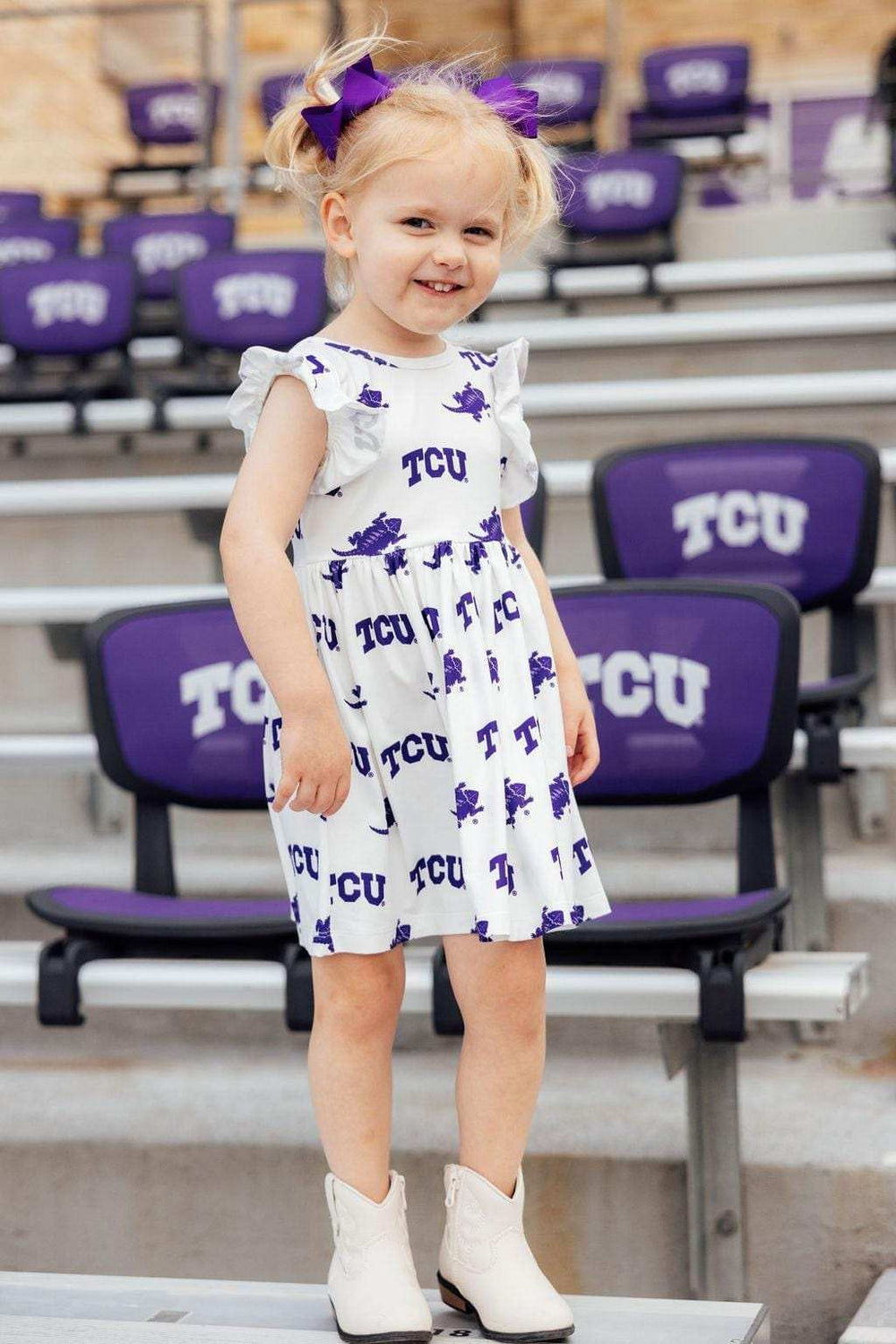 TCU White Frog Flutter Twirl Dress - Mila & Rose ® - Flyclothing LLC