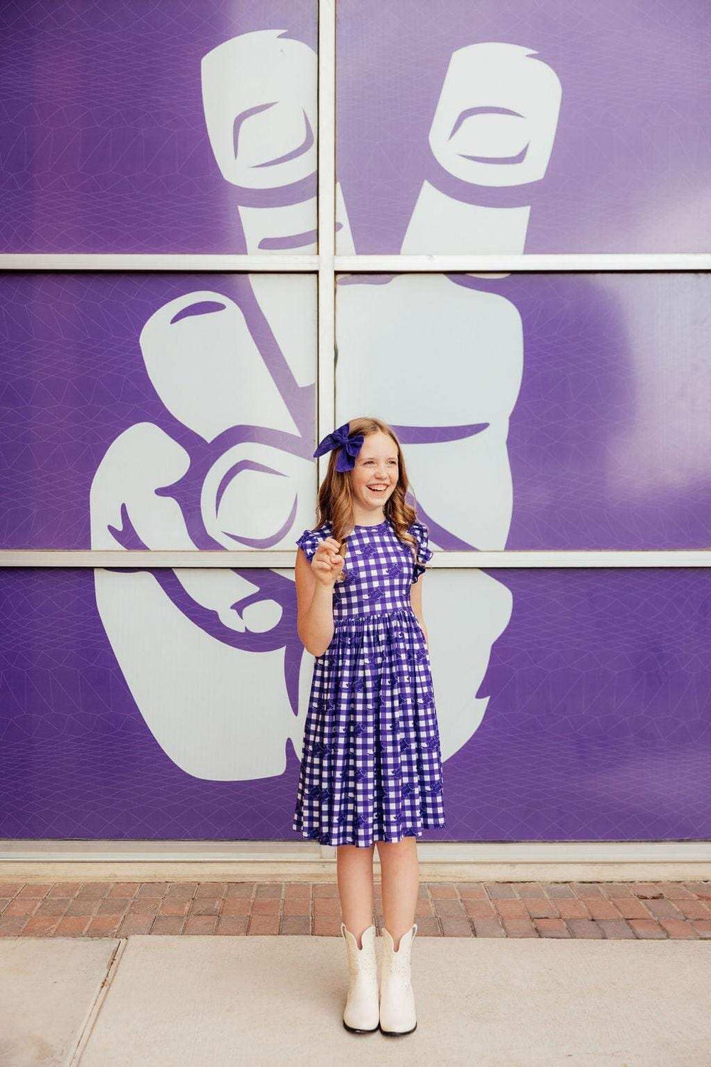 TCU Plaid Frog Flutter Twirl Dress - Mila & Rose ® - Flyclothing LLC