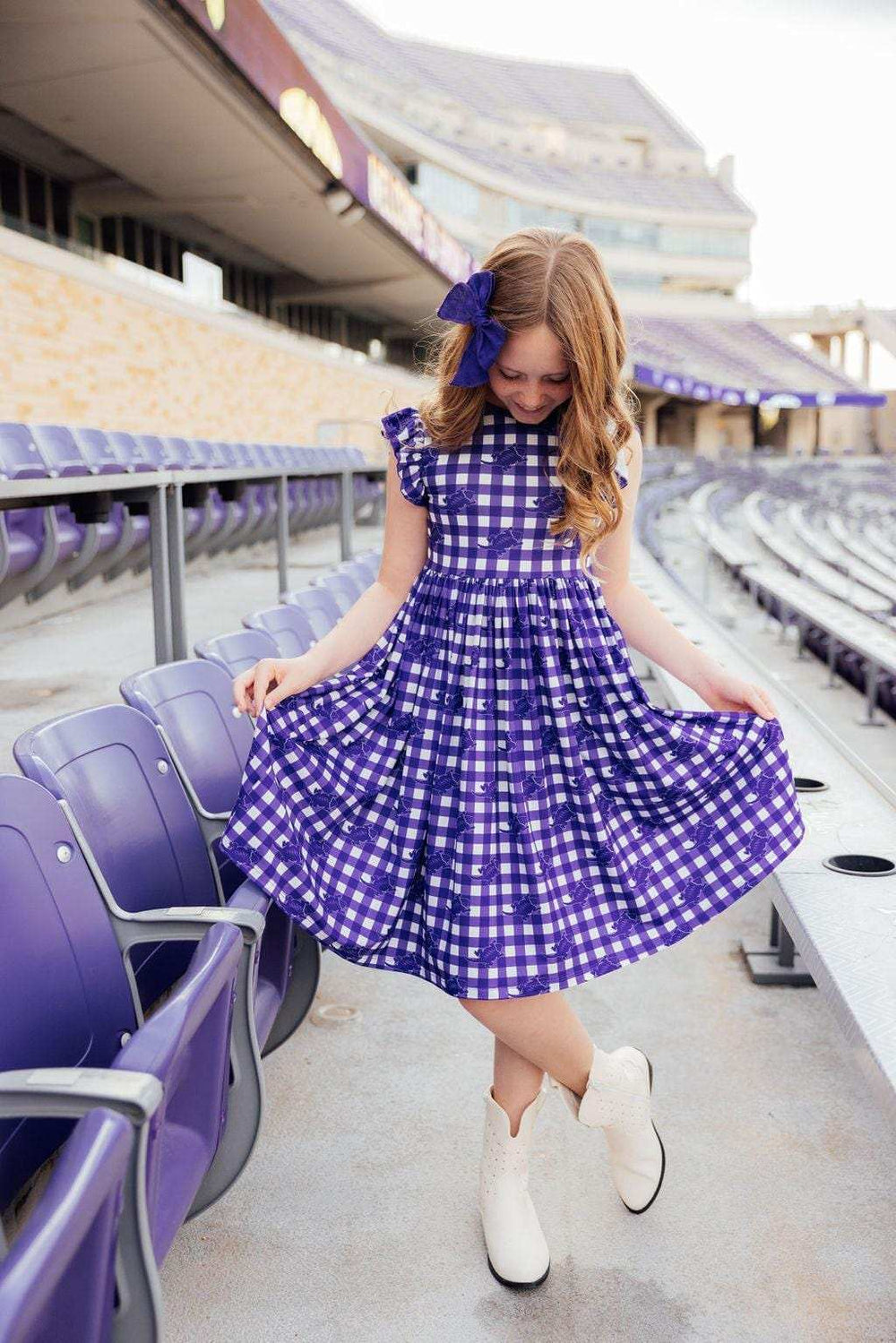 TCU Plaid Frog Flutter Twirl Dress - Mila & Rose ® - Flyclothing LLC