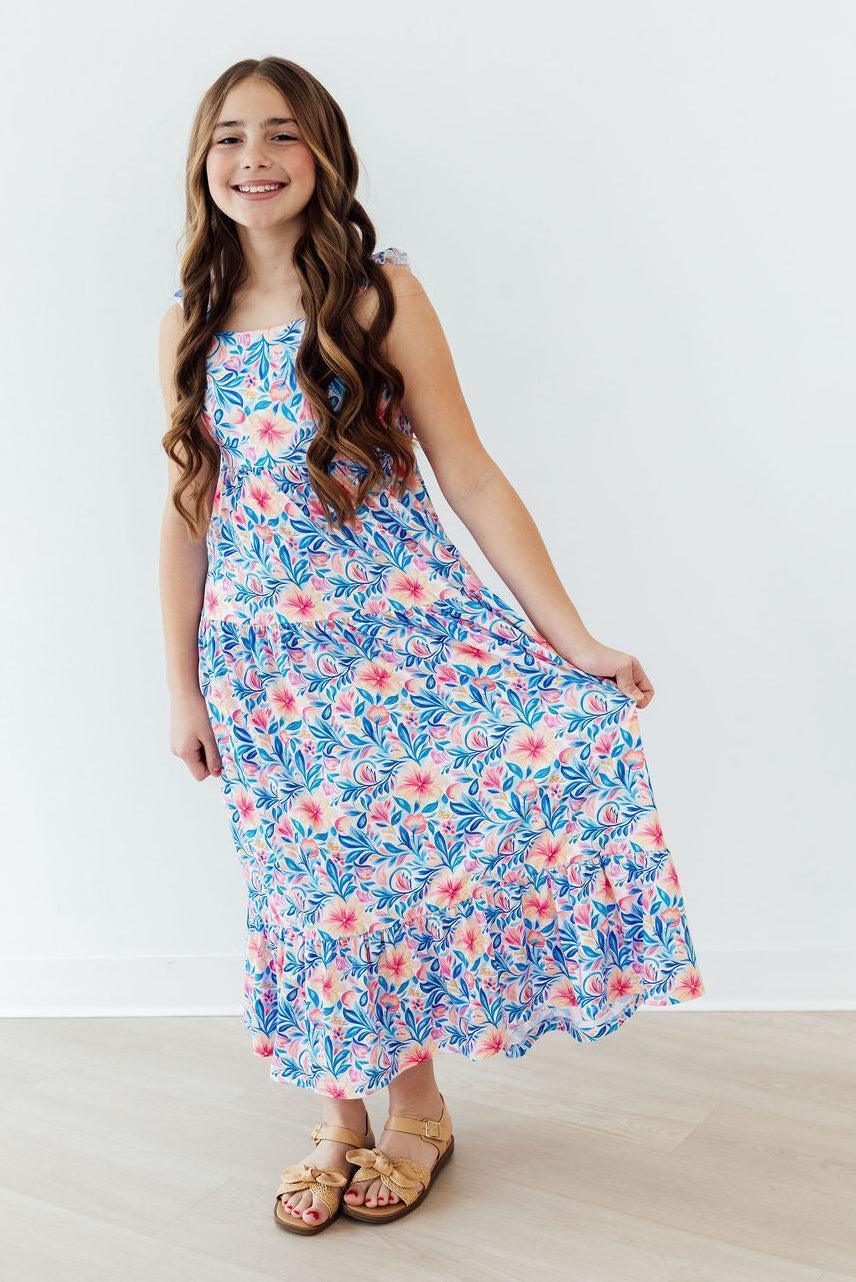 Watercolor Floral Ruffle Maxi Dress - Mila & Rose ® - Flyclothing LLC
